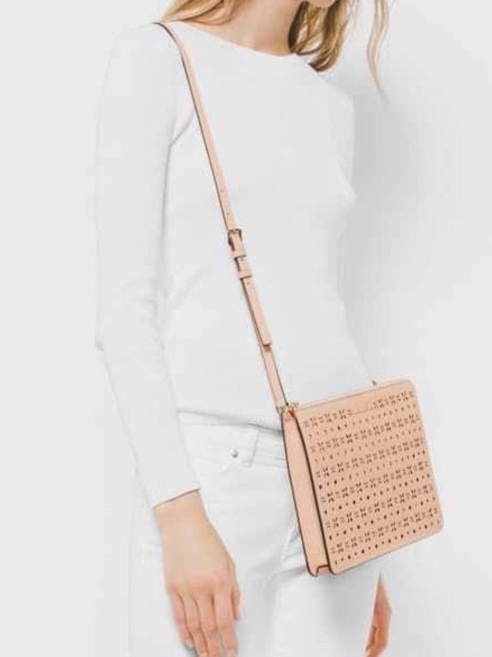 Michael Kors Perforated Blush Crossbody Wristlet